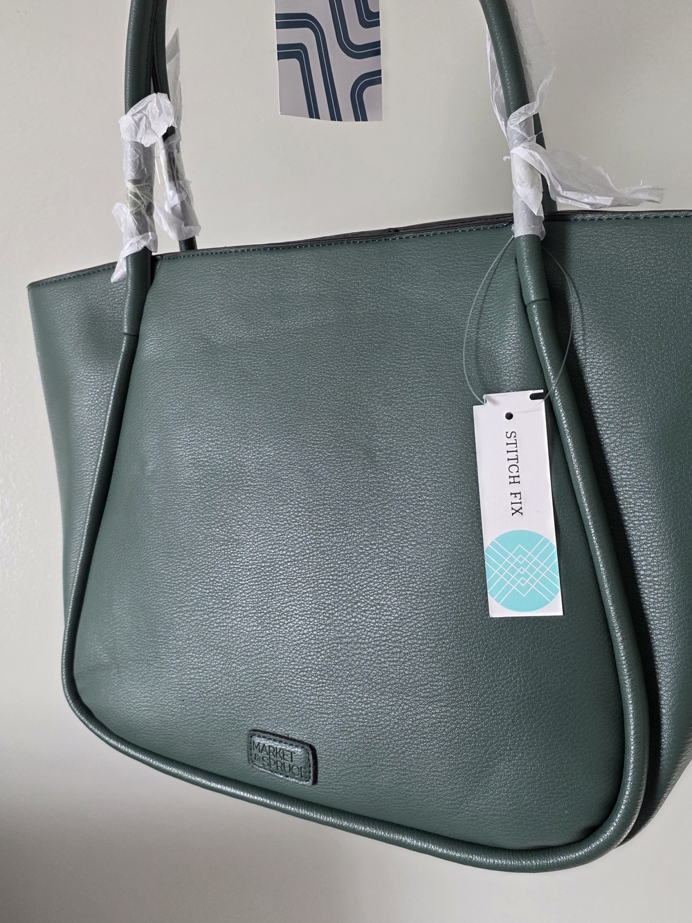 Market & Spruce Dark Green Pebbled Leather Tote